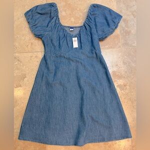 Old Navy Denim Dress with Puff Cap Sleeves-NWT